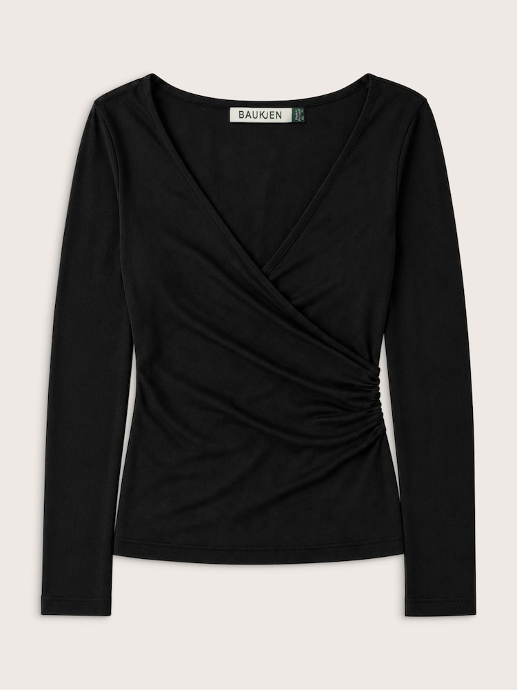 Baukjen Black Date Night Lina Fixed Wrap Top - Image 5 of 5 Baukjen Black Date Night Lina Fixed Wrap Top - Image 5 of 5