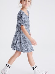 Blue Ditsy Ruched Sleeve Dress (3-16yrs) - Image 1 of 6