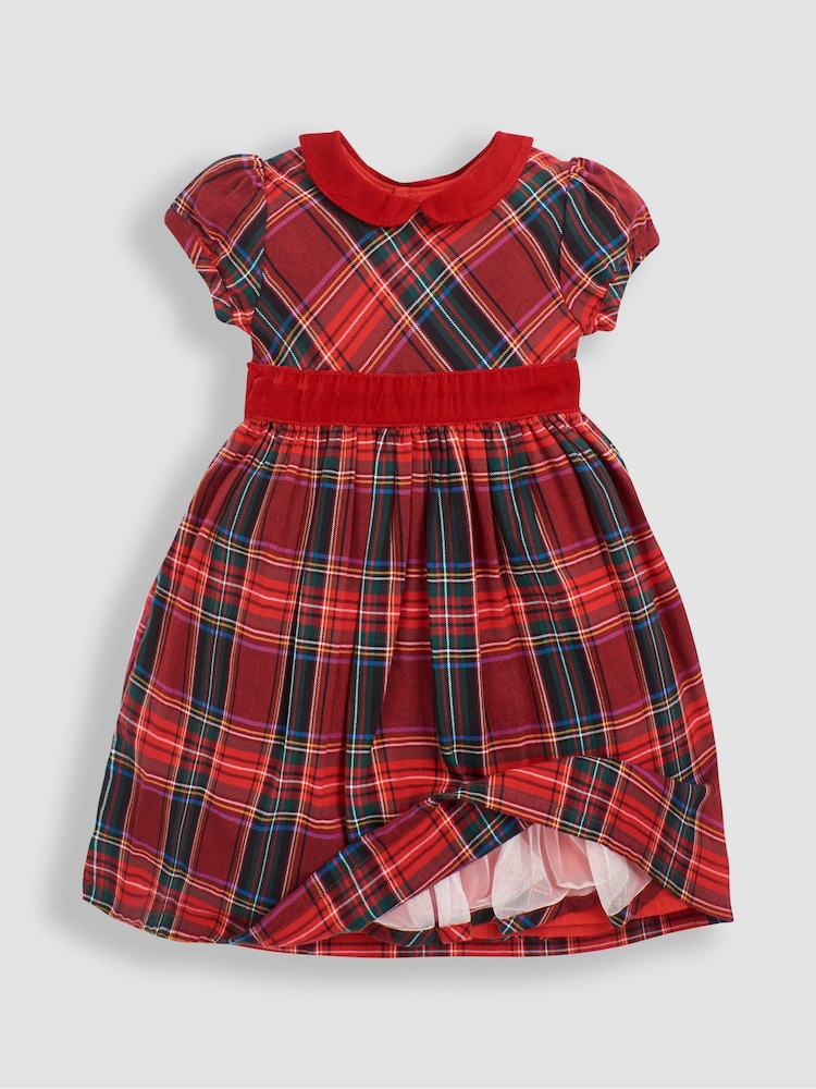 JoJo Maman Bébé Classic Red Tartan Party Dress - Image 3 of 6