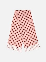 Oliver Bonas Pink & Burgundy Polka Dot Heavyweight Scarf - Image 3 of 5