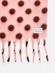 Oliver Bonas Pink & Burgundy Polka Dot Heavyweight Scarf - Image 4 of 5