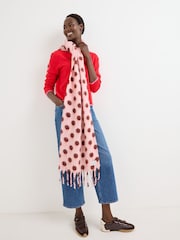 Oliver Bonas Pink & Burgundy Polka Dot Heavyweight Scarf - Image 5 of 5