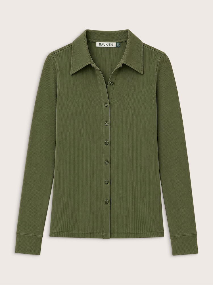 Baukjen Green Kelly Ribbed Button-Down Top - Image 5 of 5 Baukjen Green Kelly Ribbed Button-Down Top - Image 5 of 5
