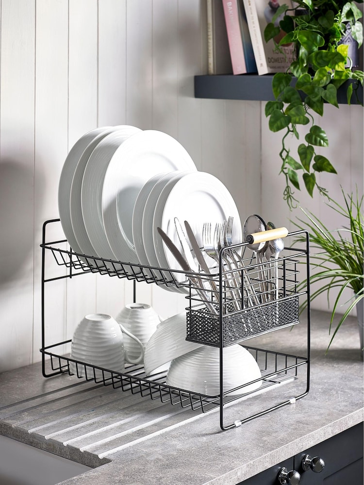 Black Black Bronx 2 Tier Dish Drainer and Kitchen 2 Tier Cutlery Holder - Image 2 of 3