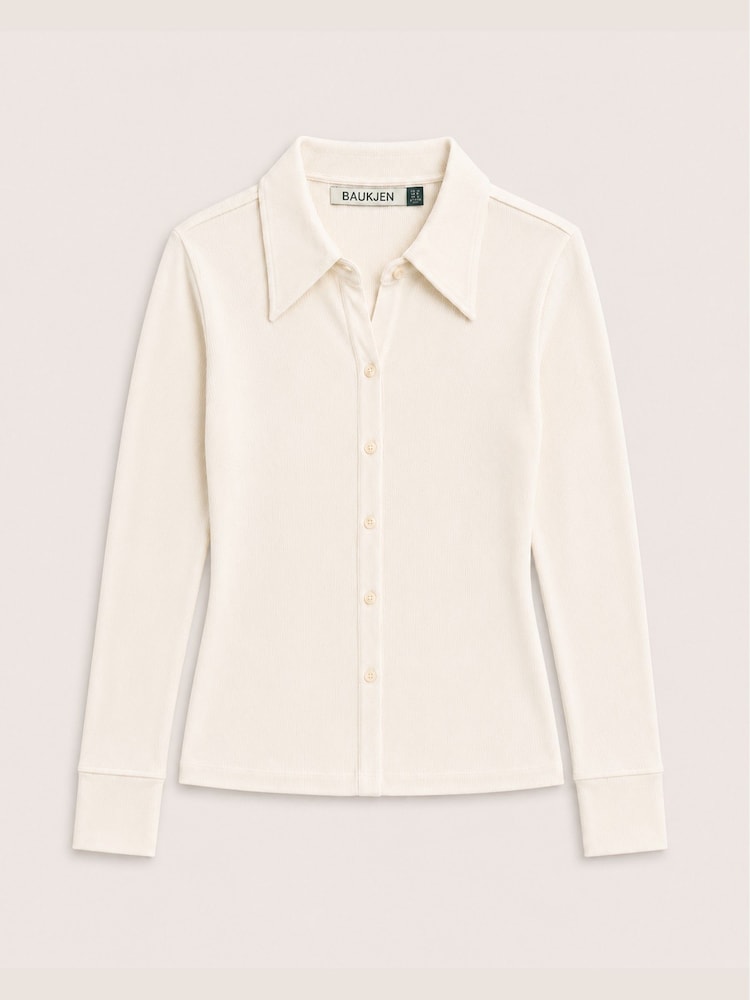 Baukjen Cream Kelly Ribbed Button-Down Shirt - Image 4 of 4 Baukjen Cream Kelly Ribbed Button-Down Shirt - Image 4 of 4