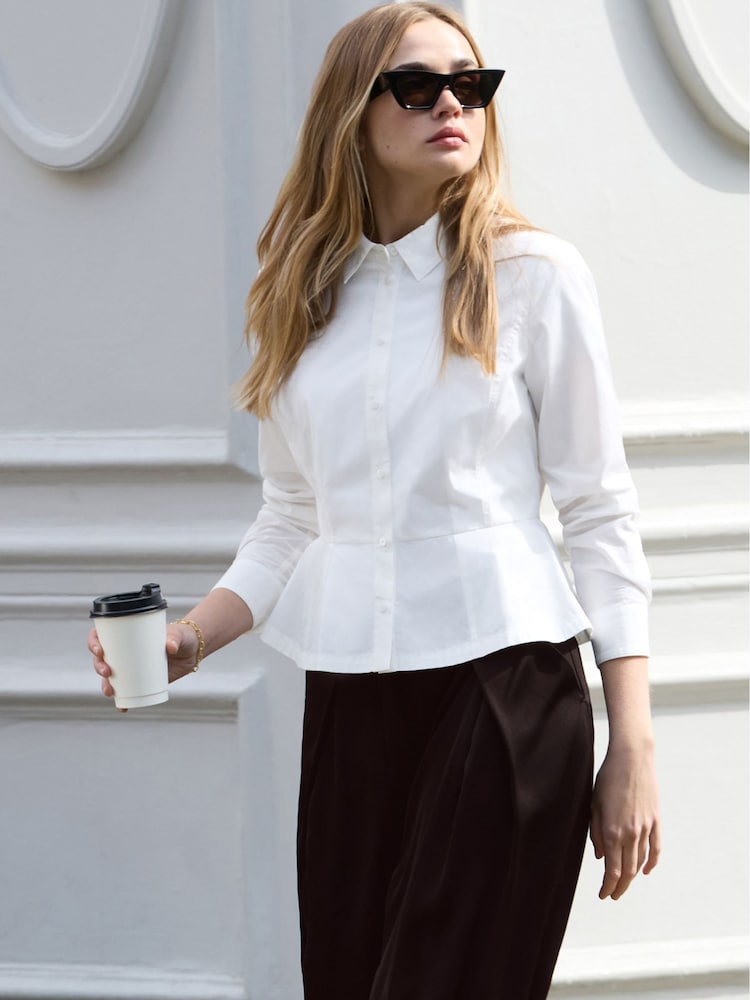 Baukjen White Essi Peplum Shirt - Image 1 of 5 Baukjen White Essi Peplum Shirt - Image 1 of 5