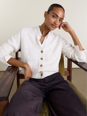 Baukjen Cream Eli Merino Argyle Cardigan - Image 3 of 4