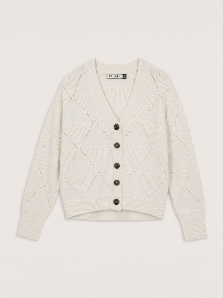 Baukjen Cream Eli Merino Argyle Cardigan - Image 4 of 4 Baukjen Cream Eli Merino Argyle Cardigan - Image 4 of 4