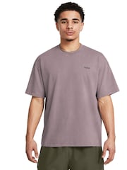 Under Armour Brown Heavyweight Oversized Logo Wash Short Sleeve T-Shirt - Image 1 of 5