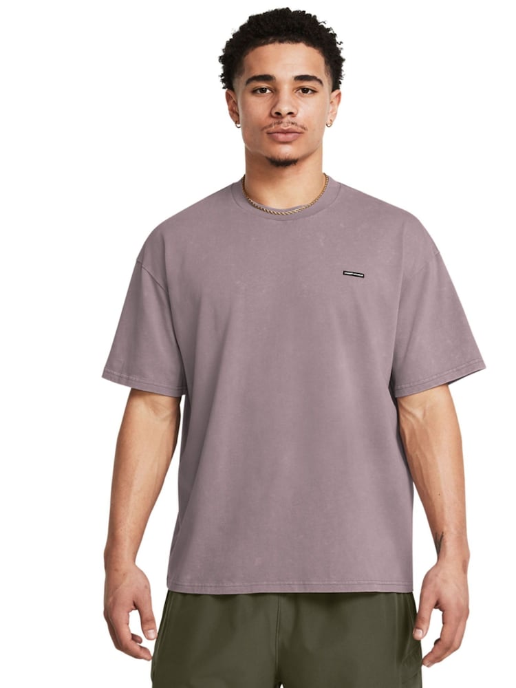 Under Armour Brown Heavyweight Oversized Logo Wash Short Sleeve T-Shirt - Image 1 of 5