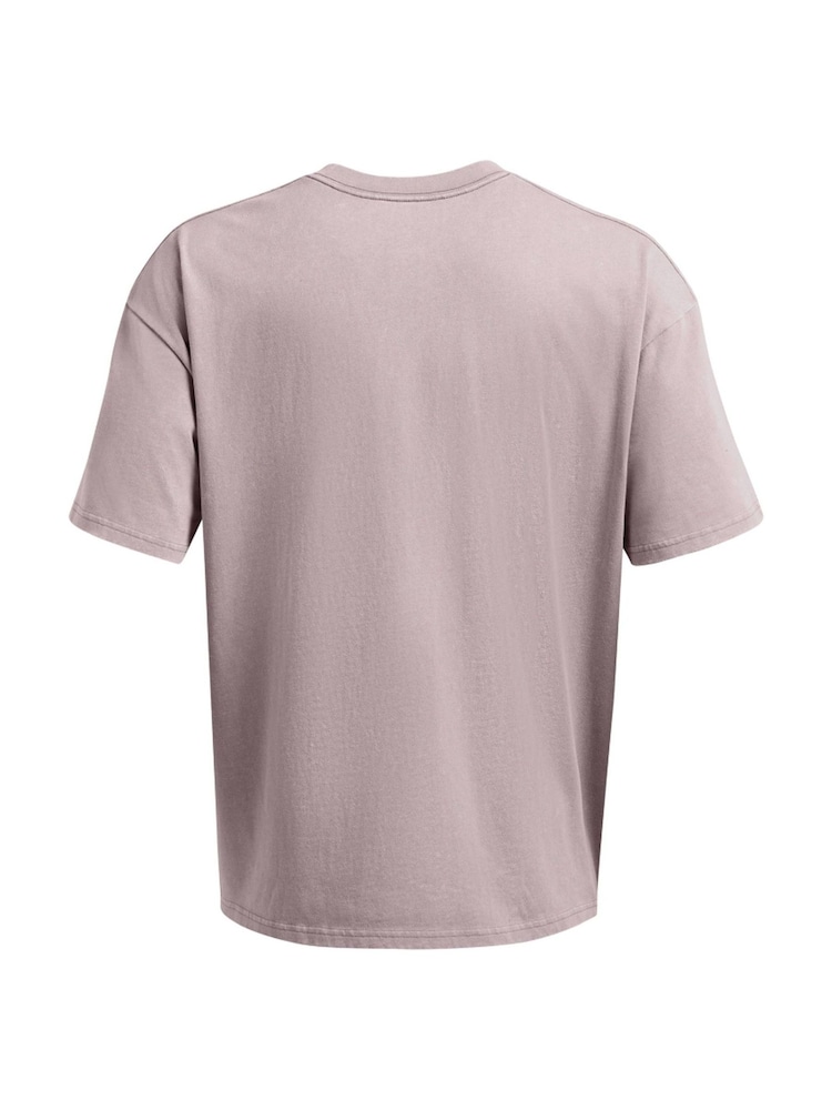 Under Armour Brown Heavyweight Oversized Logo Wash Short Sleeve T-Shirt - Image 5 of 5