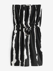 Black Tie Dye Stripe Jersey Bandeau Summer Mini Dress - Image 2 of 3