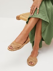 Sand Natural Suede Weave Sandals - Image 1 of 1