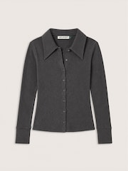 Baukjen Grey Kelly Ribbed Button-Down Top - Image 4 of 4