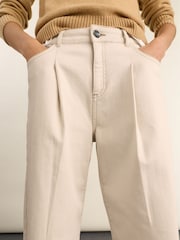Baukjen Cream Maria Wide Leg High Waist Pleated Front Jeans - Image 4 of 5