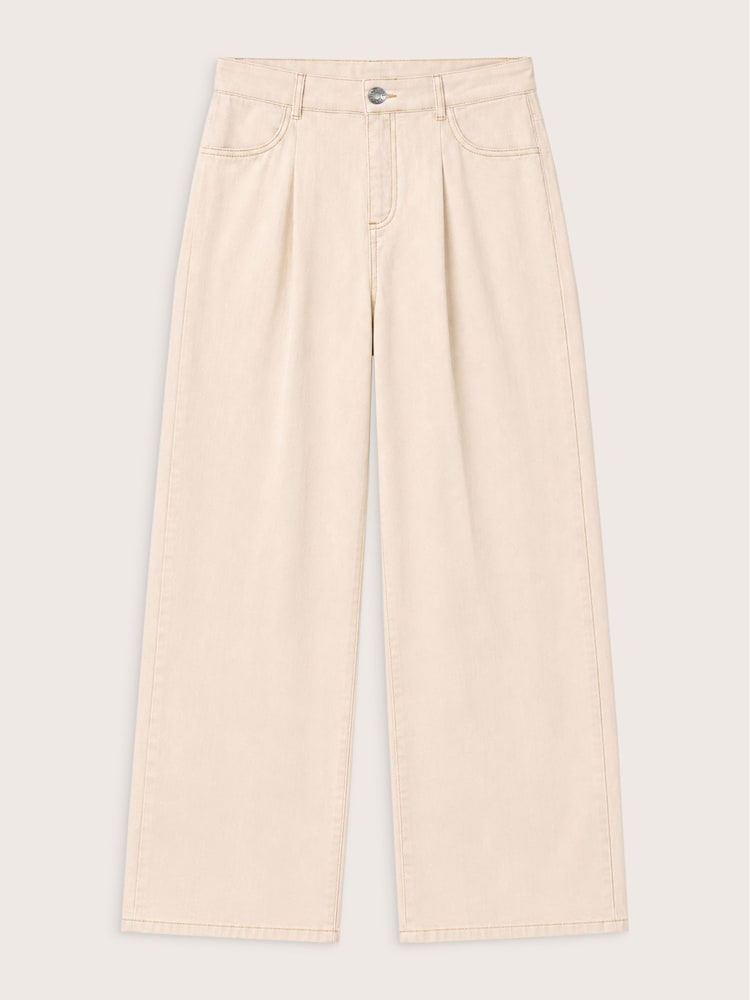 Baukjen Cream Maria Wide Leg High Waist Pleated Front Jeans - Image 5 of 5