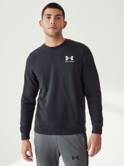 Under Armour Black Rival Terry LC Crew Neck Sweat Top - Image 1 of 6