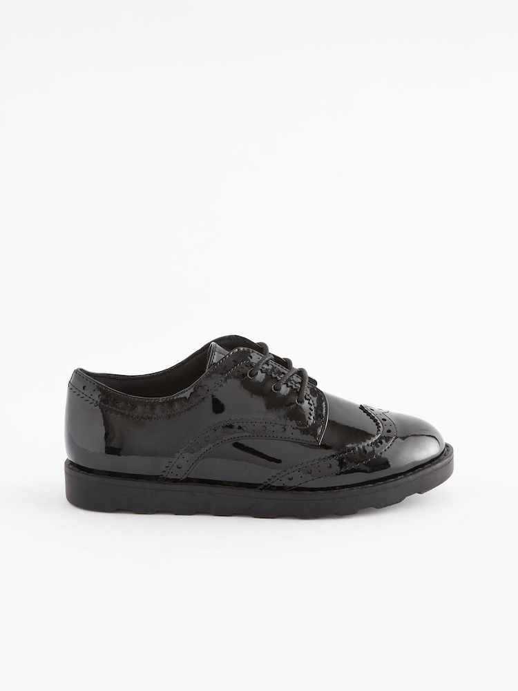 Black Patent Standard Fit (F) School Lace Brogues - Image 2 of 5