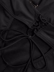 Speedo Dark Black Womens Shaping Printed Asymmetric 1 Piece Swimsuit - Image 12 of 12