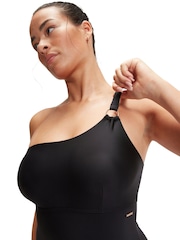 Speedo Dark Black Womens Shaping Printed Asymmetric 1 Piece Swimsuit - Image 7 of 12
