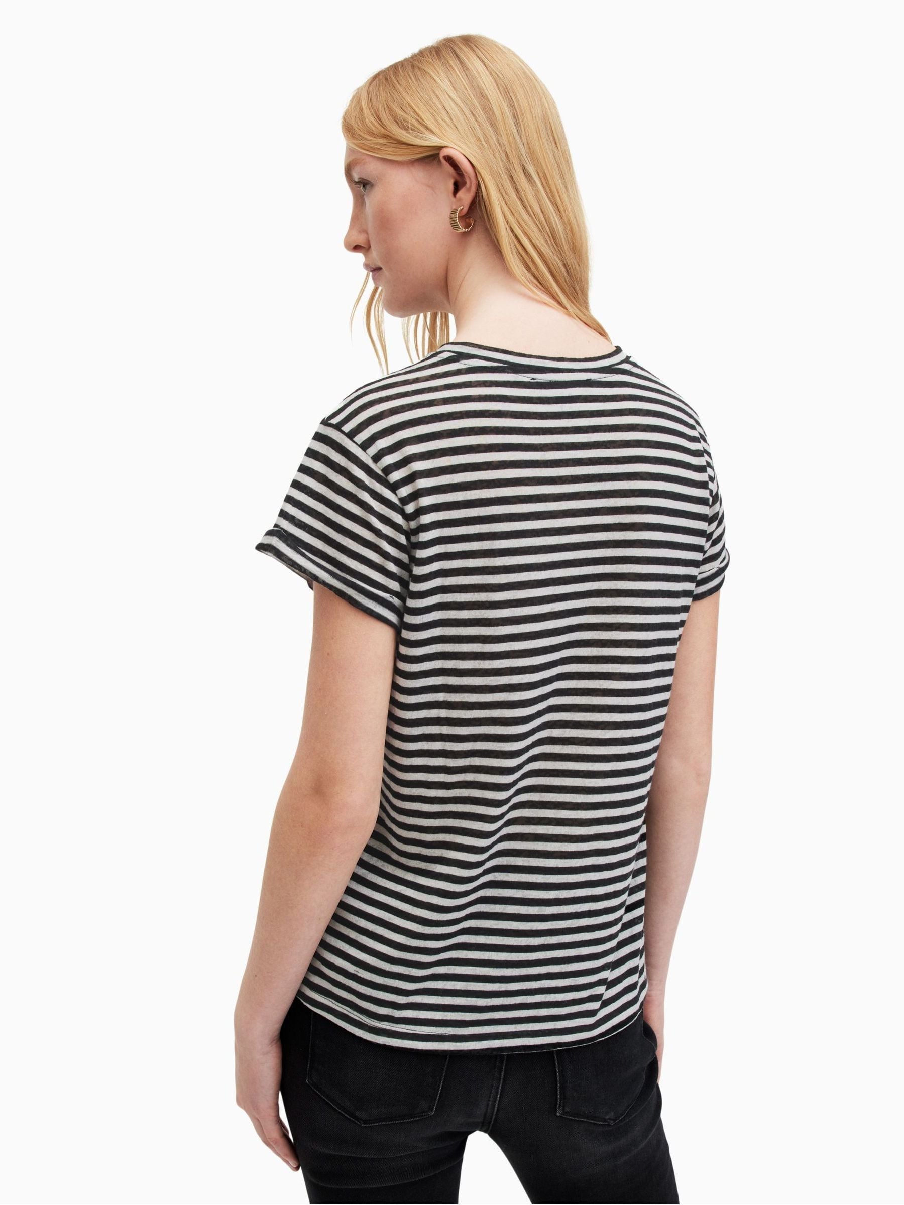 オールセインツ AllSaints Anna Stripe Tee レディース シャツ トップス Black Shimmer Buy AllSaints Black Anna Stripe T-Shirt from Next USA