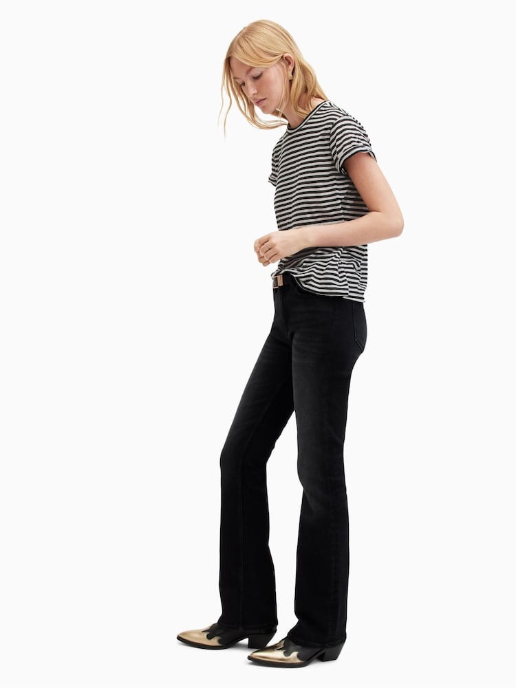 AllSaints Black Anna Stripe T-Shirt - Image 5 of 8