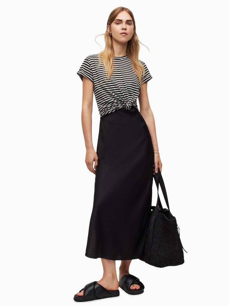 AllSaints Black Anna Stripe T-Shirt - Image 6 of 8