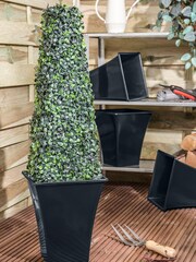 Wham Set of 4 Black Garden Metallica 23cm Square Plastic Planters - Image 1 of 4