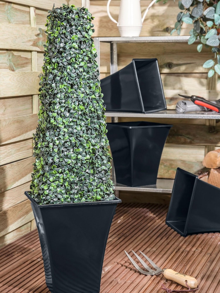 Wham Set of 4 Black Garden Metallica 23cm Square Plastic Planters - Image 1 of 4 Wham Set of 4 Black Garden Metallica 23cm Square Plastic Planters - Image 1 of 4