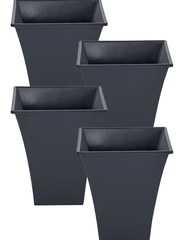 Wham Set of 4 Black Garden Metallica 23cm Square Plastic Planters - Image 3 of 4