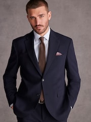 Navy Blue Regular Fit Signature Italian Fabric Suit Jacket - Image 1 of 10