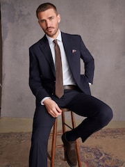 Navy Blue Regular Fit Signature Italian Fabric Suit Jacket - Image 2 of 10