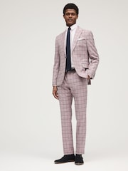 Pink Slim Slim Fit Trimmed Check Suit Trousers - Image 2 of 10