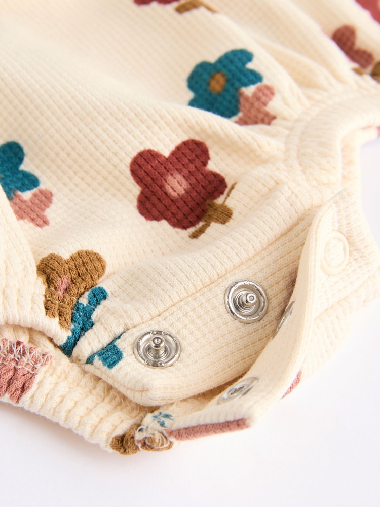 Rust Brown/Cream Flower Print Baby Jersey Bloomer Rompers 2 Pack (0mths-2yrs) - Image 13 of 13