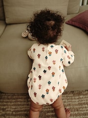 Rust Brown/Cream Flower Print Baby Jersey Bloomer Rompers 2 Pack (0mths-2yrs) - Image 3 of 13
