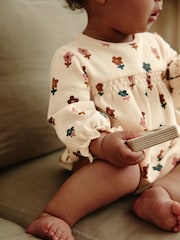 Rust Brown/Cream Flower Print Baby Jersey Bloomer Rompers 2 Pack (0mths-2yrs) - Image 4 of 13