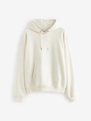 Ecru Oversized Jersey Cotton Rich Overhead Hoodie - Image 6 of 8