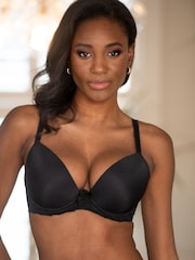 Pour Moi Black Plunge Flora Lightly Padded Underwired Bra - Image 1 of 4