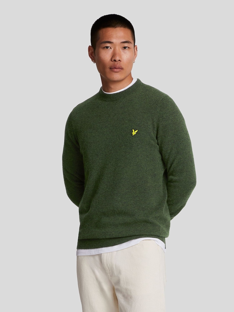 Lyle & Scott Green Lambswool Blend Crew Neck Jumper - Image 1 of 5 Lyle & Scott Green Lambswool Blend Crew Neck Jumper - Image 1 of 5