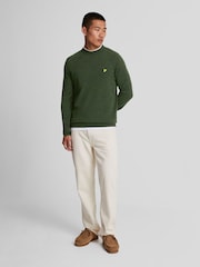 Lyle & Scott Green Lambswool Blend Crew Neck Jumper - Image 3 of 5