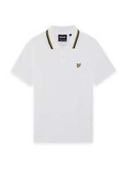 Lyle & Scott White Tipped Track Polo T-Shirt - Image 1 of 1