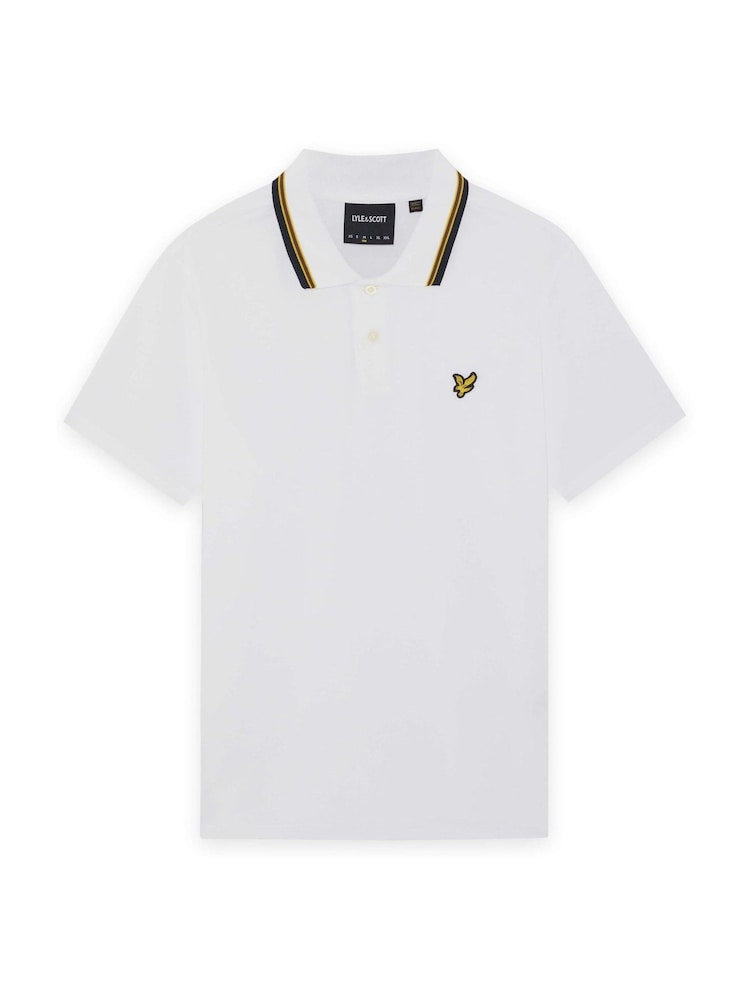 Lyle & Scott White Tipped Track Polo T-Shirt - Image 1 of 1