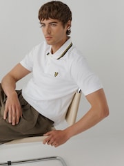 Balts - Lyle & Scott Tipped Track Polo T-krekls - Attēls 4 no 6