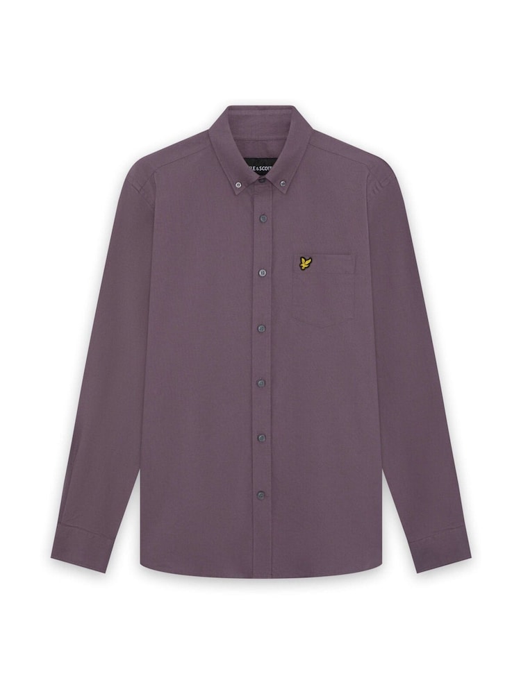 Lyle & Scott Purple Plain Oxford Shirt - Image 5 of 5