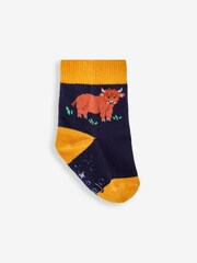 JoJo Maman Bébé Rust 3-Pack Highland Cow Socks - Image 3 of 5