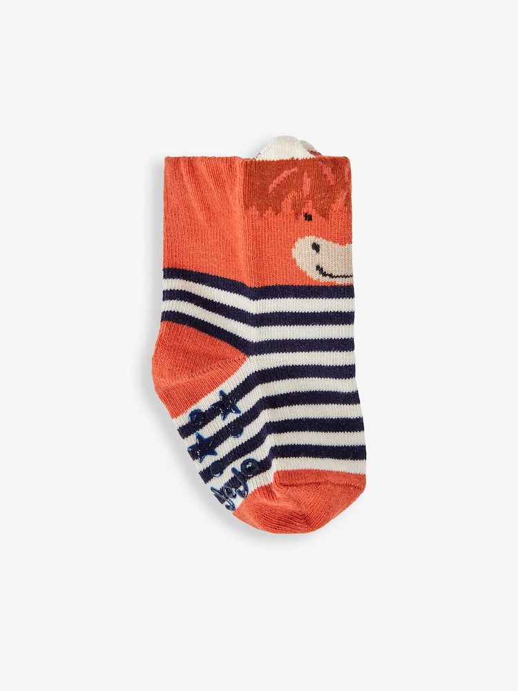 JoJo Maman Bébé Rust 3-Pack Highland Cow Socks - Image 5 of 5