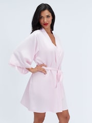 Boux Avenue Pink Daisy Satin Short Robe - Image 1 of 6