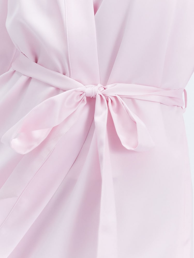 Boux Avenue Pink Daisy Satin Short Robe - Image 2 of 6 Boux Avenue Pink Daisy Satin Short Robe - Image 2 of 6