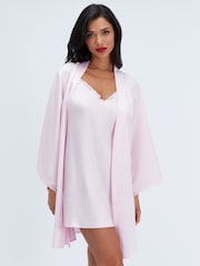 Boux Avenue Pink Daisy Satin Short Robe - Image 3 of 6