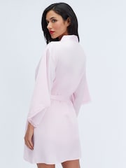 Boux Avenue Pink Daisy Satin Short Robe - Image 5 of 6